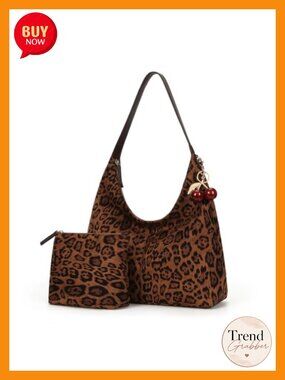 Faux Suede Hobo Bag Large Shoulder Purse 2PC Set